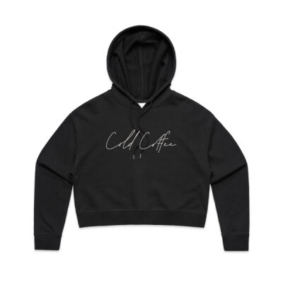 Women's Crop Hood | Script | White Thumbnail